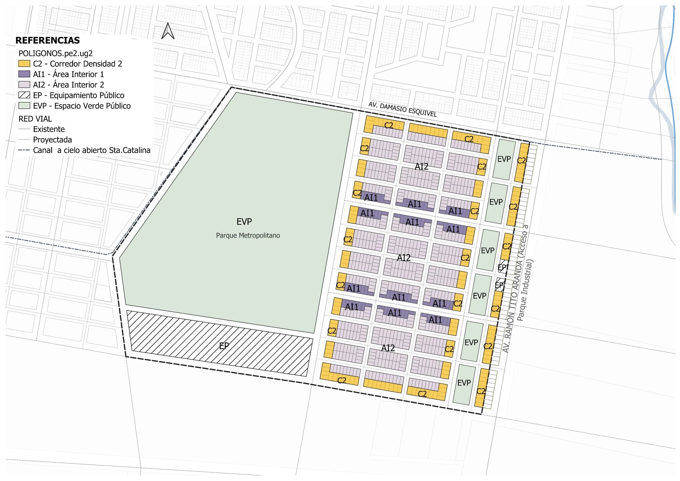 Mapa de zonificación — Plan de Sector UG2, Plan Especial 2da Etapa de Urbanización